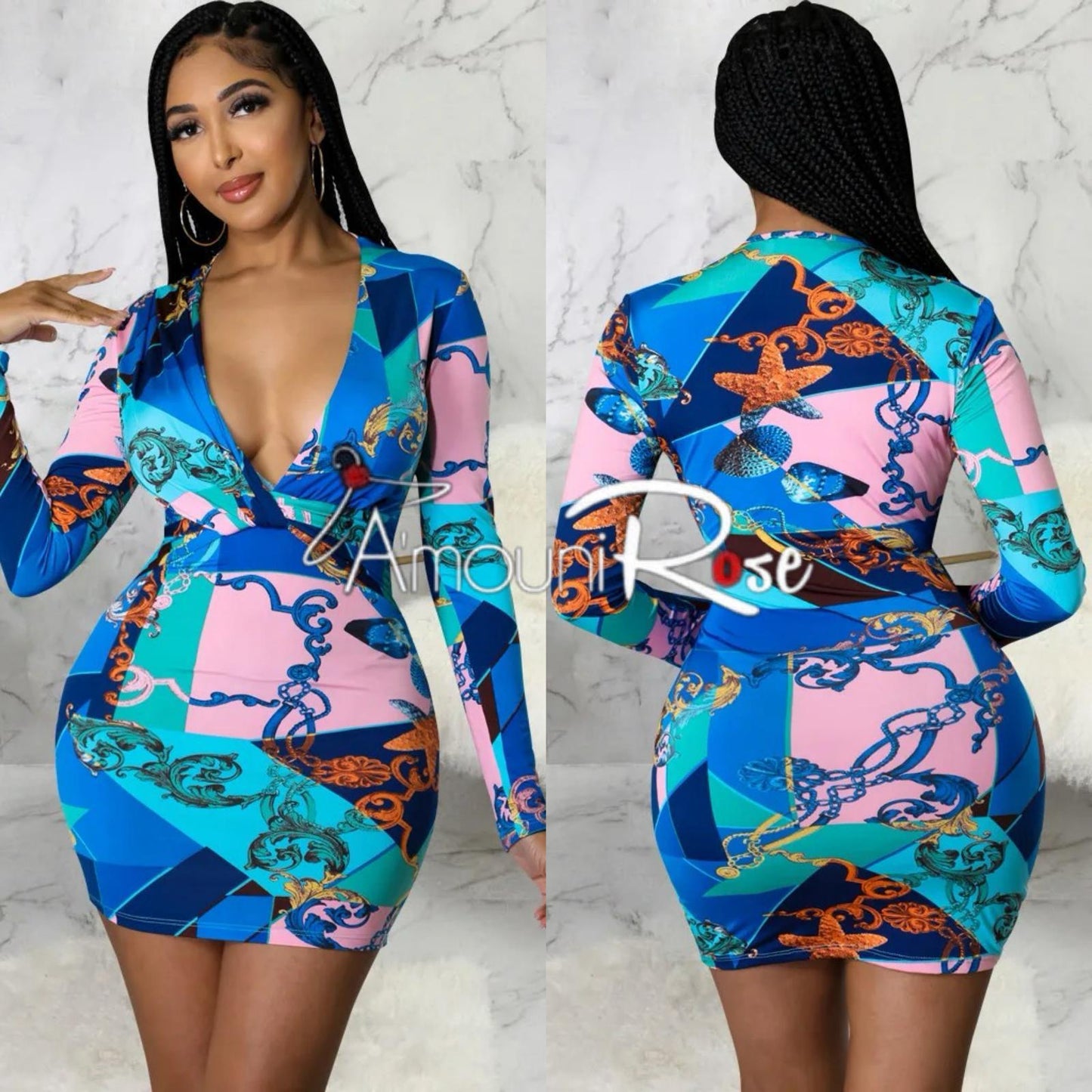 Sara chain print dress