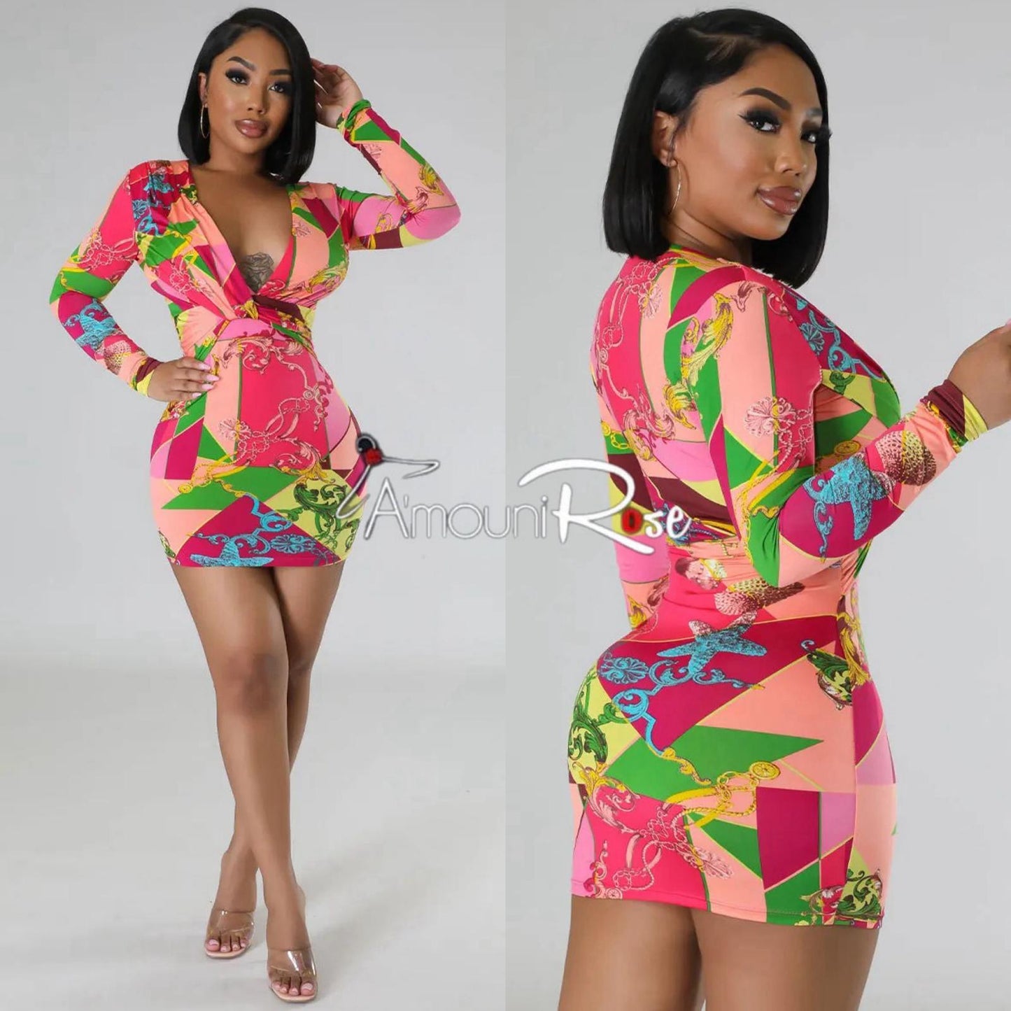 Sara chain print dress