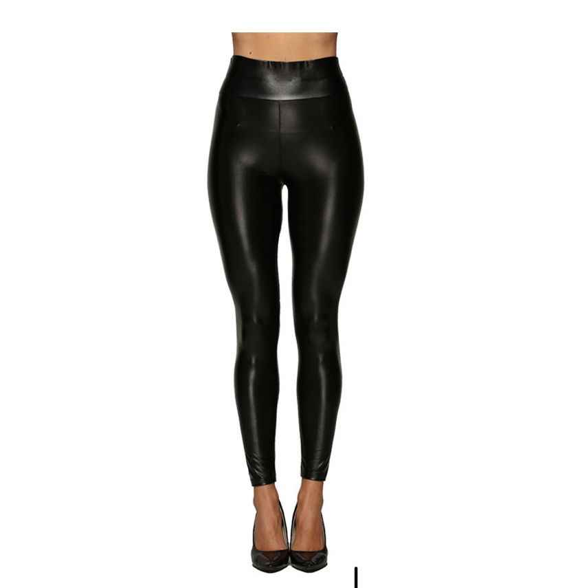 Black leather tights