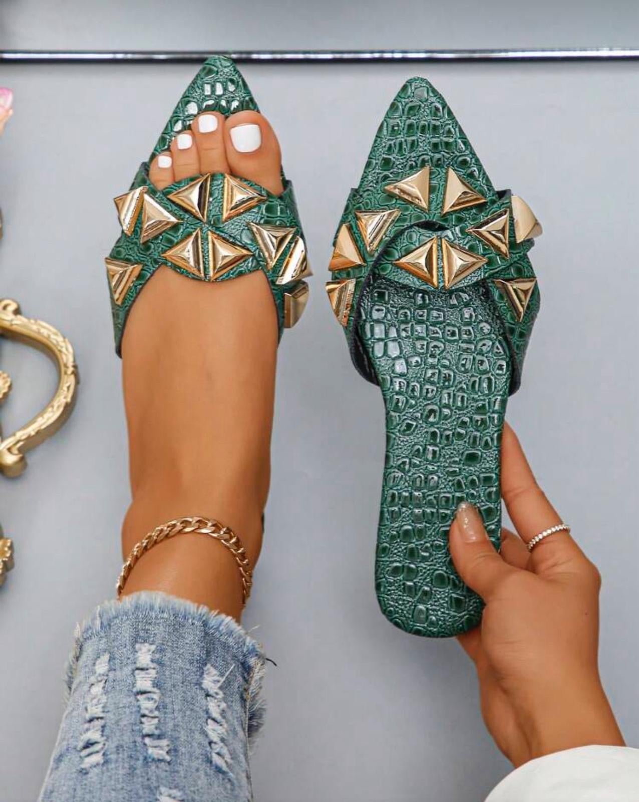 Dark Green Sandals